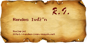 Rendes Iván névjegykártya